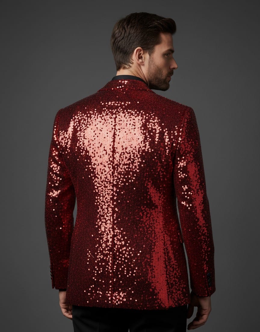 Premium Red Sequin Party Blazer for Men