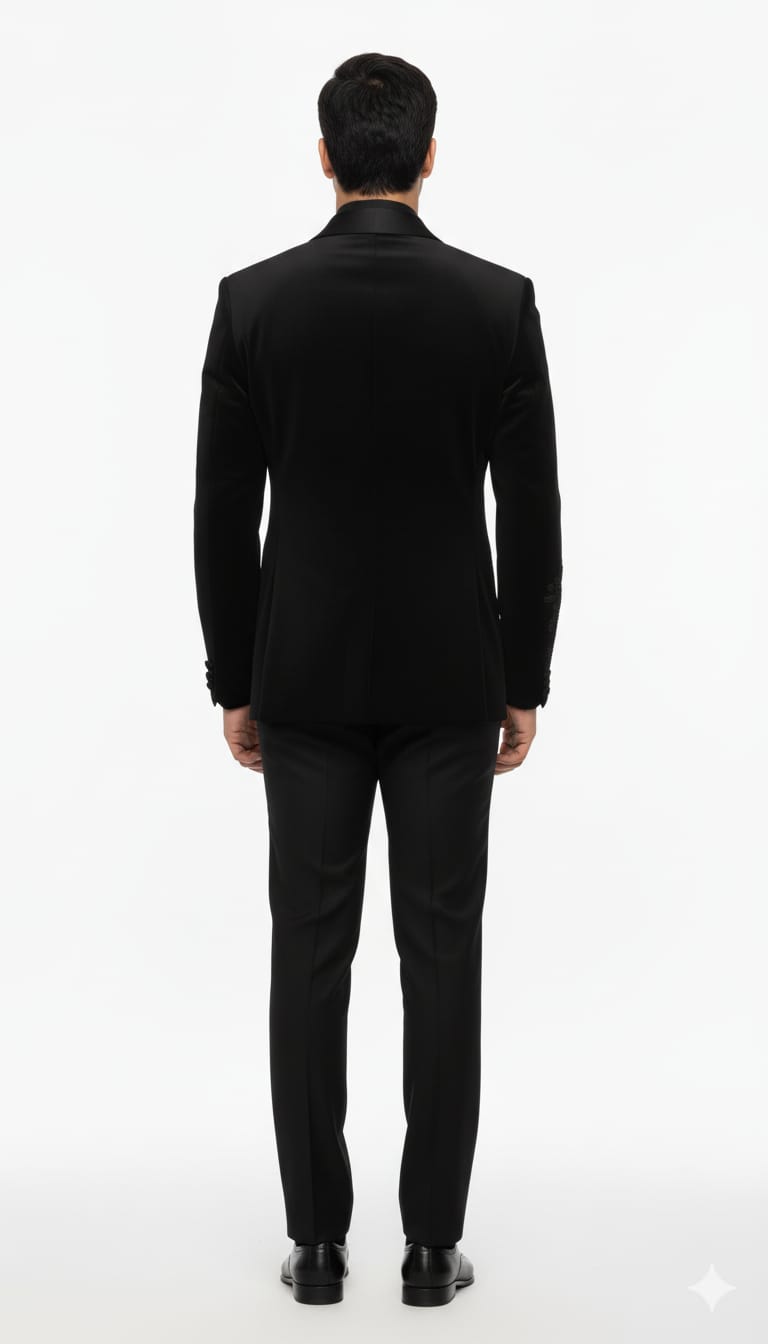 Black Luxury Embroidered Tuxedo with Satin Lapel