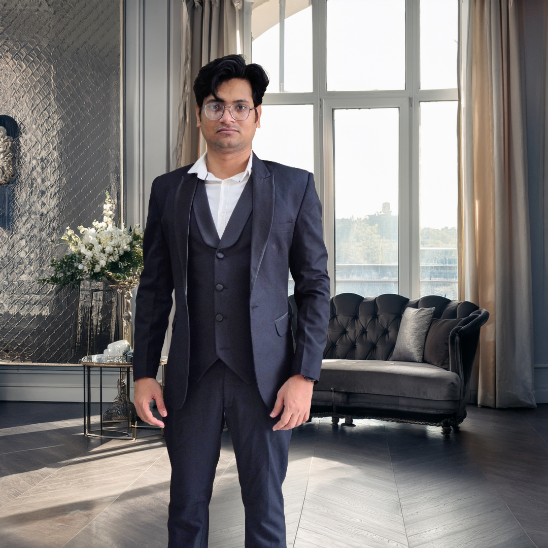 men's formal Black 3 piece suite