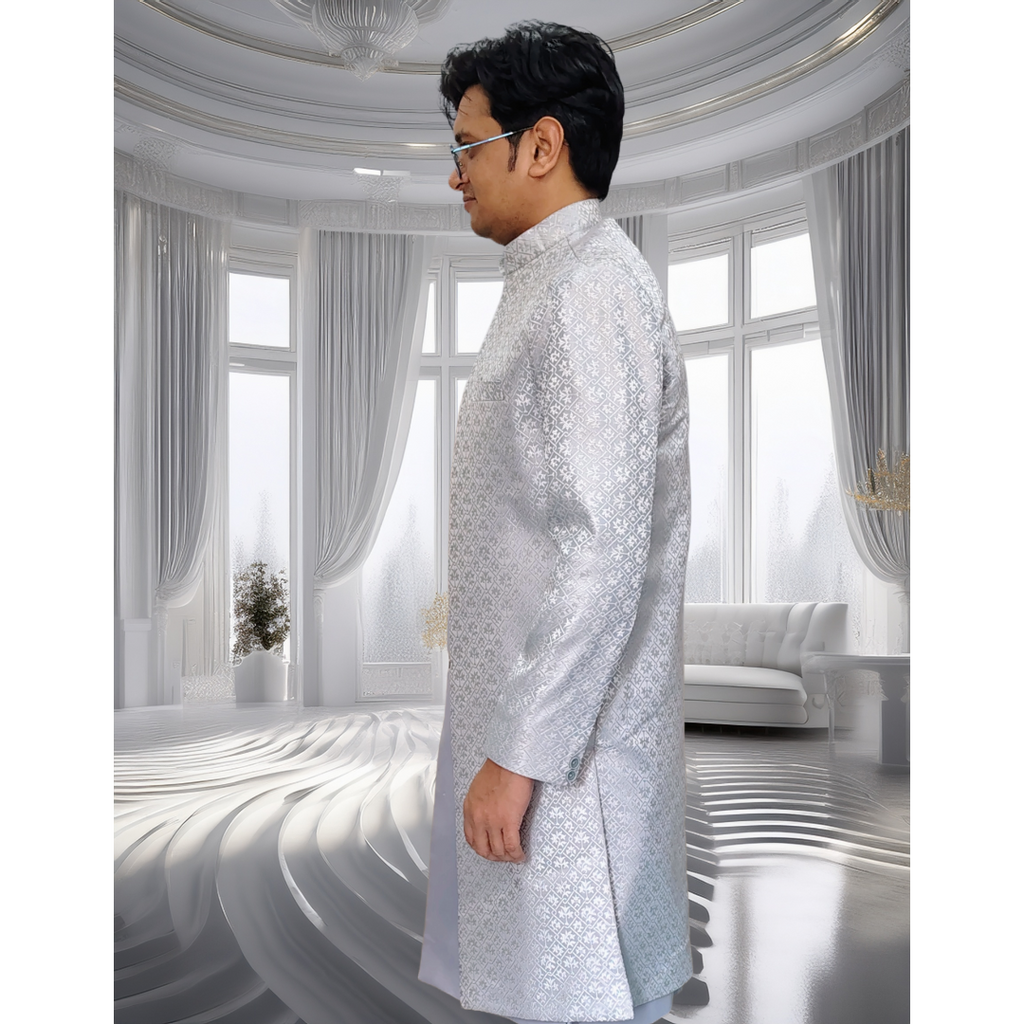 Grey indo western sherwani 2 piece set