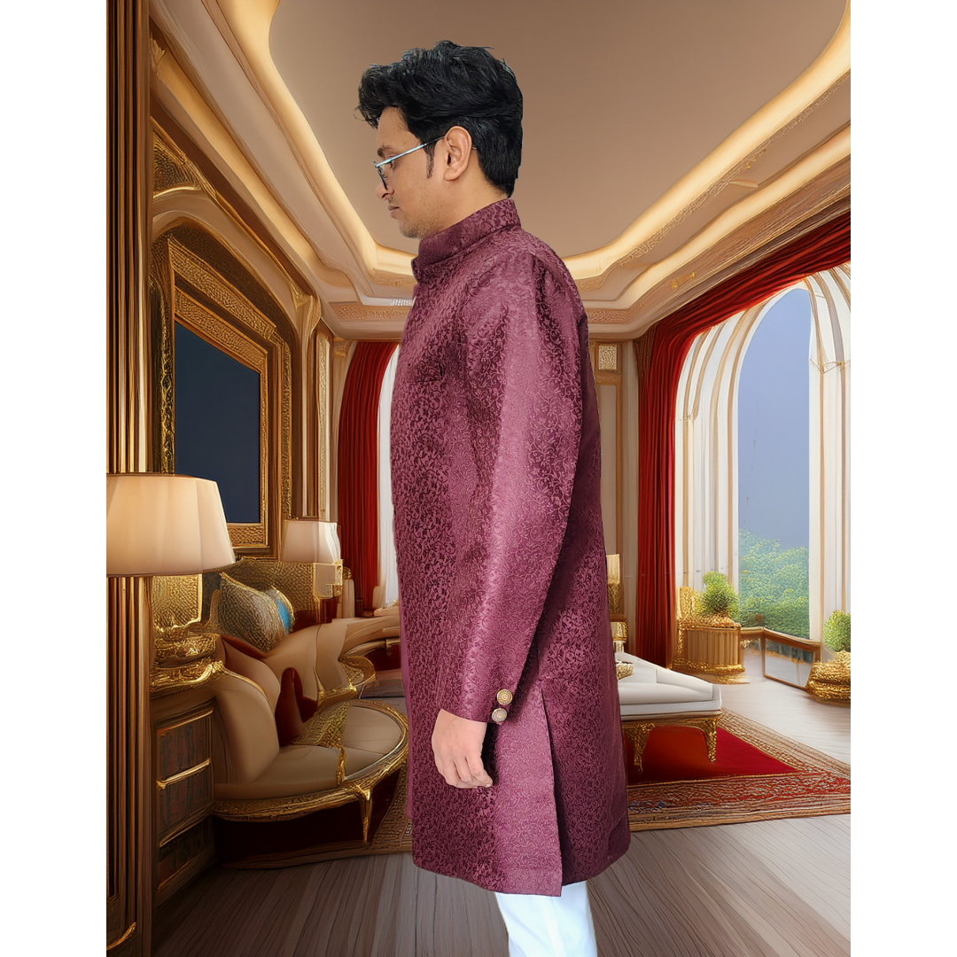 Mahroon indo western sherwani 2 piece set