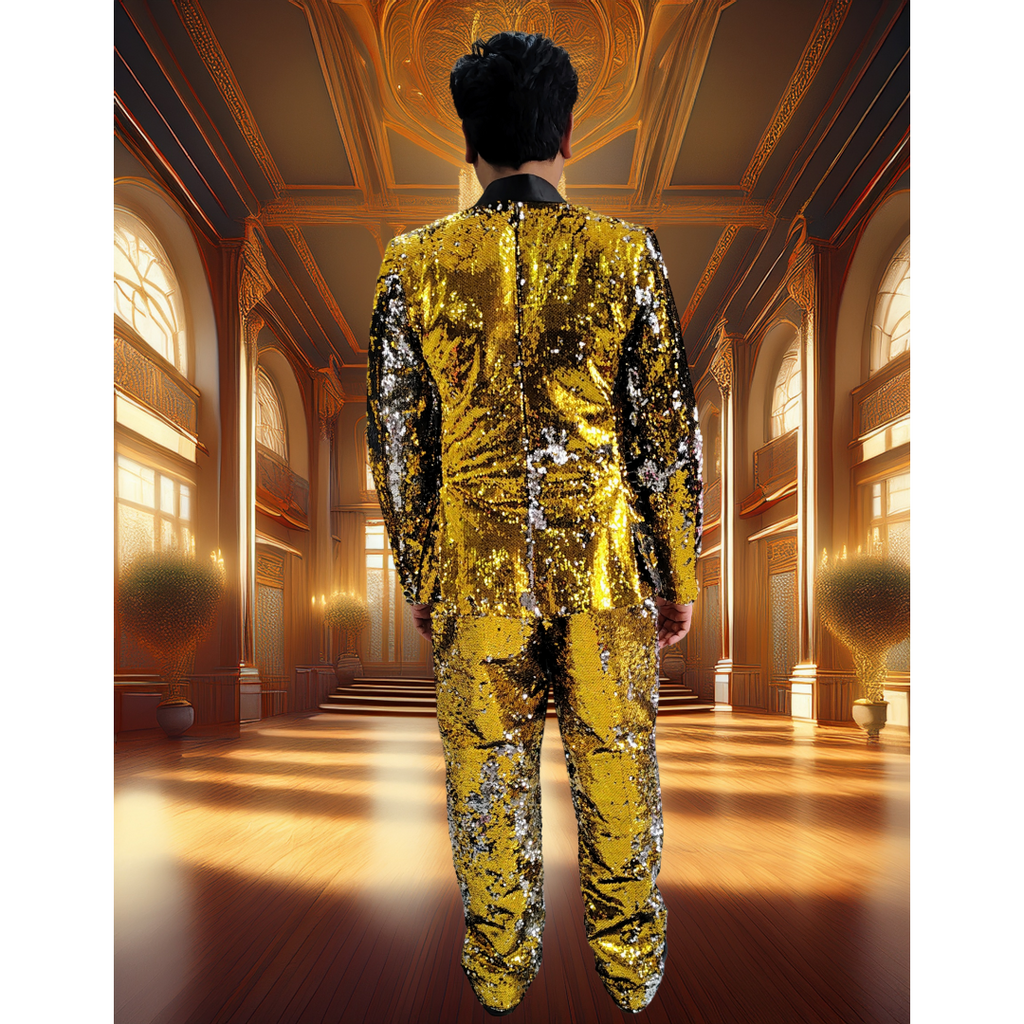 Golden sequence blazer trauser waist coat 3 piece suites set