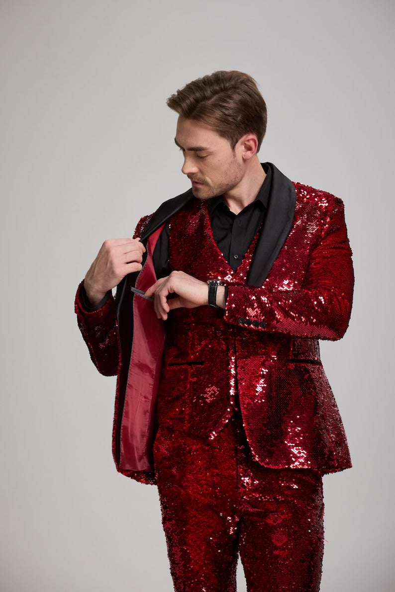 Mahroon sequence 3 piece suite for party