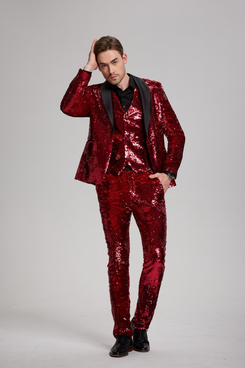 Mahroon sequence 3 piece suite for party