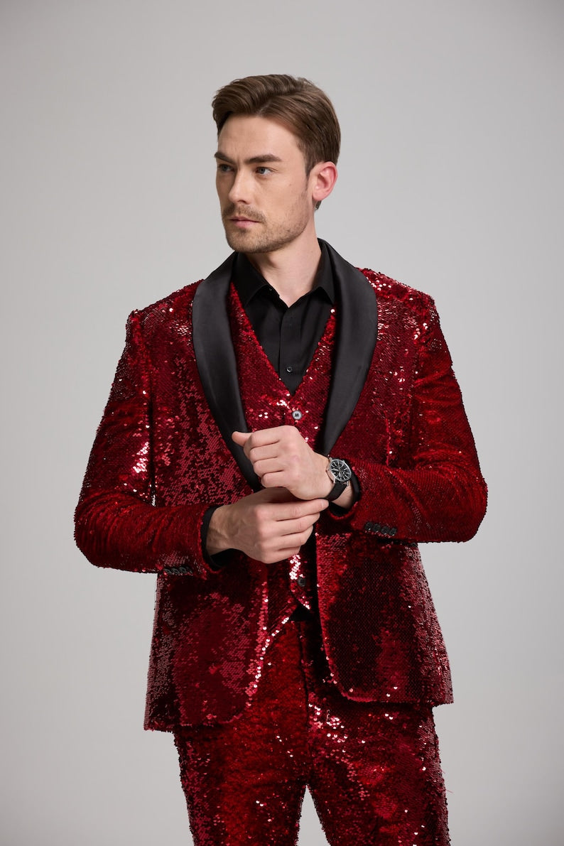 Mahroon sequence 3 piece suite for party